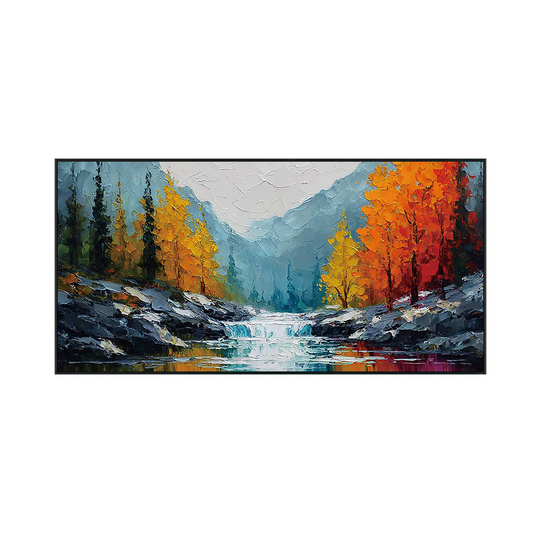 Autumn Cascade Textured Landscape Painting #RIK1 (241)