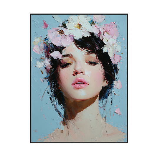 Blossom Muse Textured Feminine Portrait Painting #RIK1