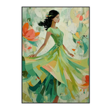 Emerald Grace Modern Woman in Green Abstract Painting #RIK1(256)