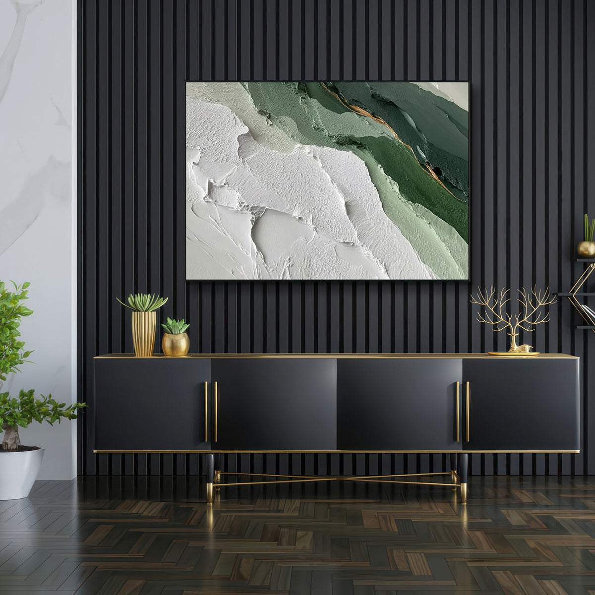 Verdant Ridge Textured Abstract Painting #RIS2(165)