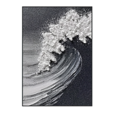 Frozen Wave  Black and White Textured Abstract Painting #RIS2