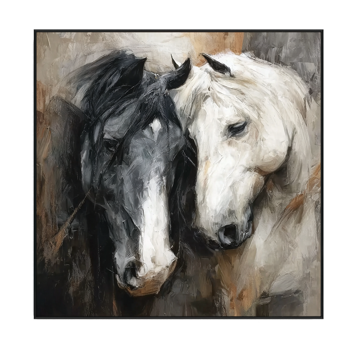 Eternal Bond Black and White Horse Painting #RIX-1
