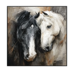 Eternal Bond Black and White Horse Painting #RIX-1
