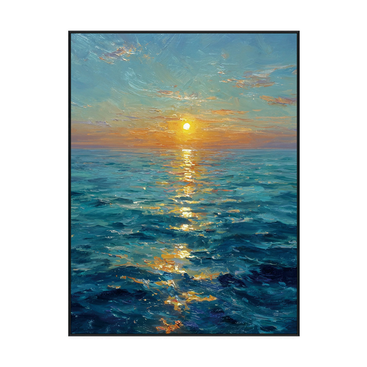 Golden Horizon Seascape Oil Painting #RIX1 (454)