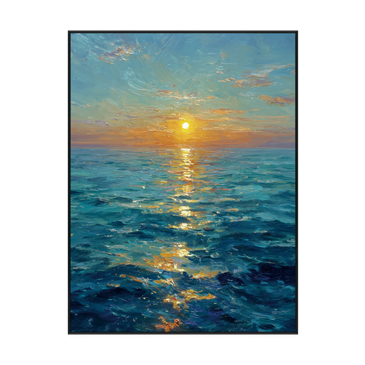 Golden Horizon Seascape Oil Painting #RIX1 (454)