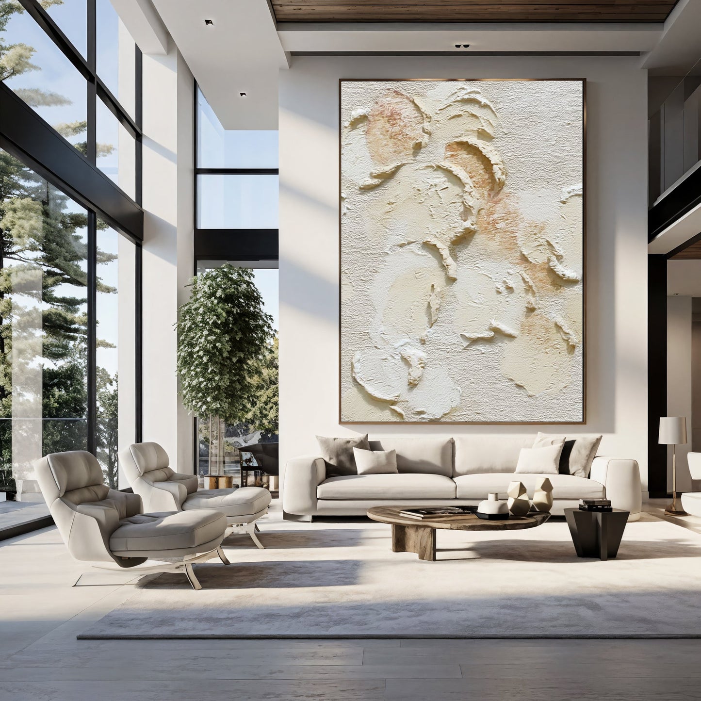 Soft Textured Blossoms – Minimalist Abstract Painting