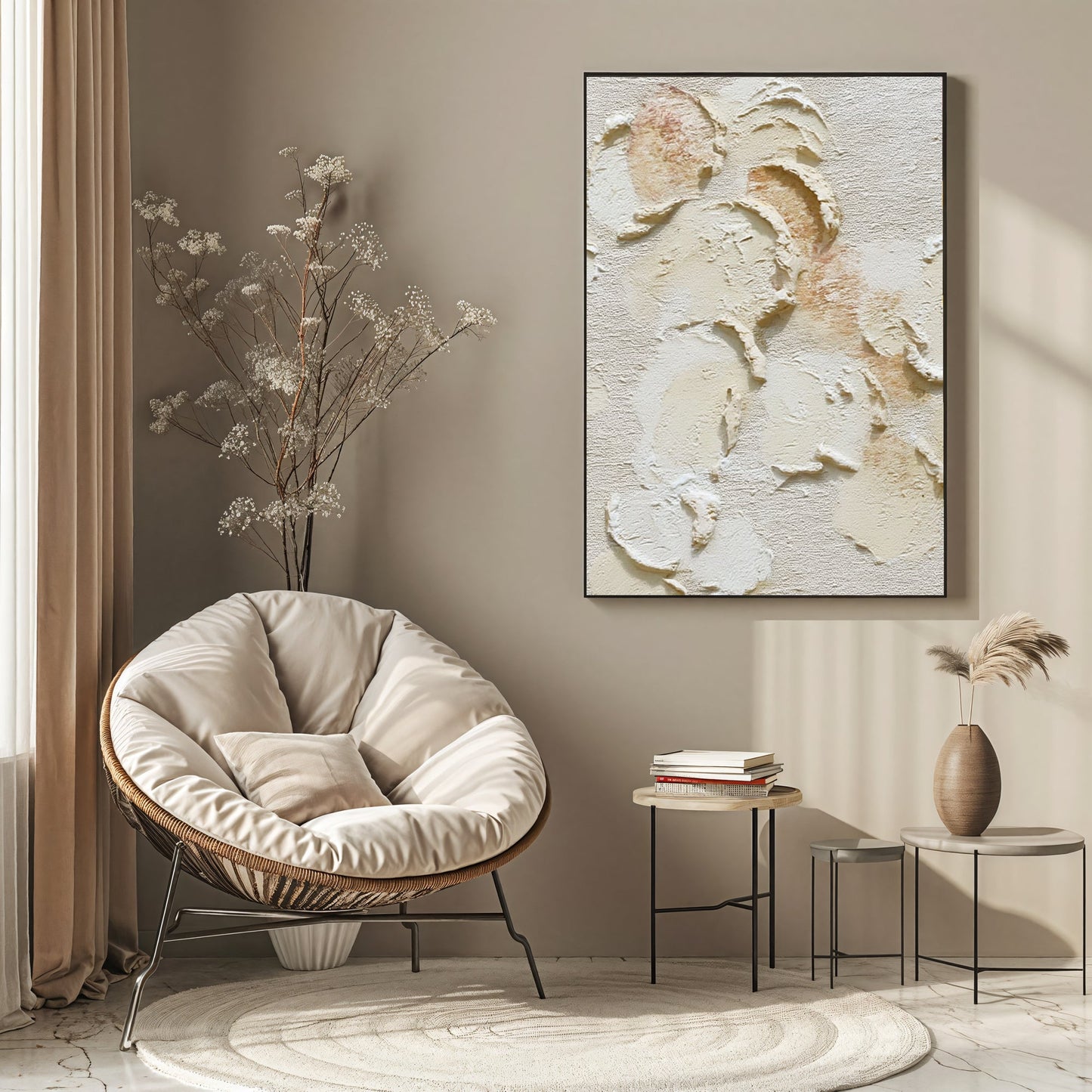 Soft Textured Blossoms – Minimalist Abstract Painting