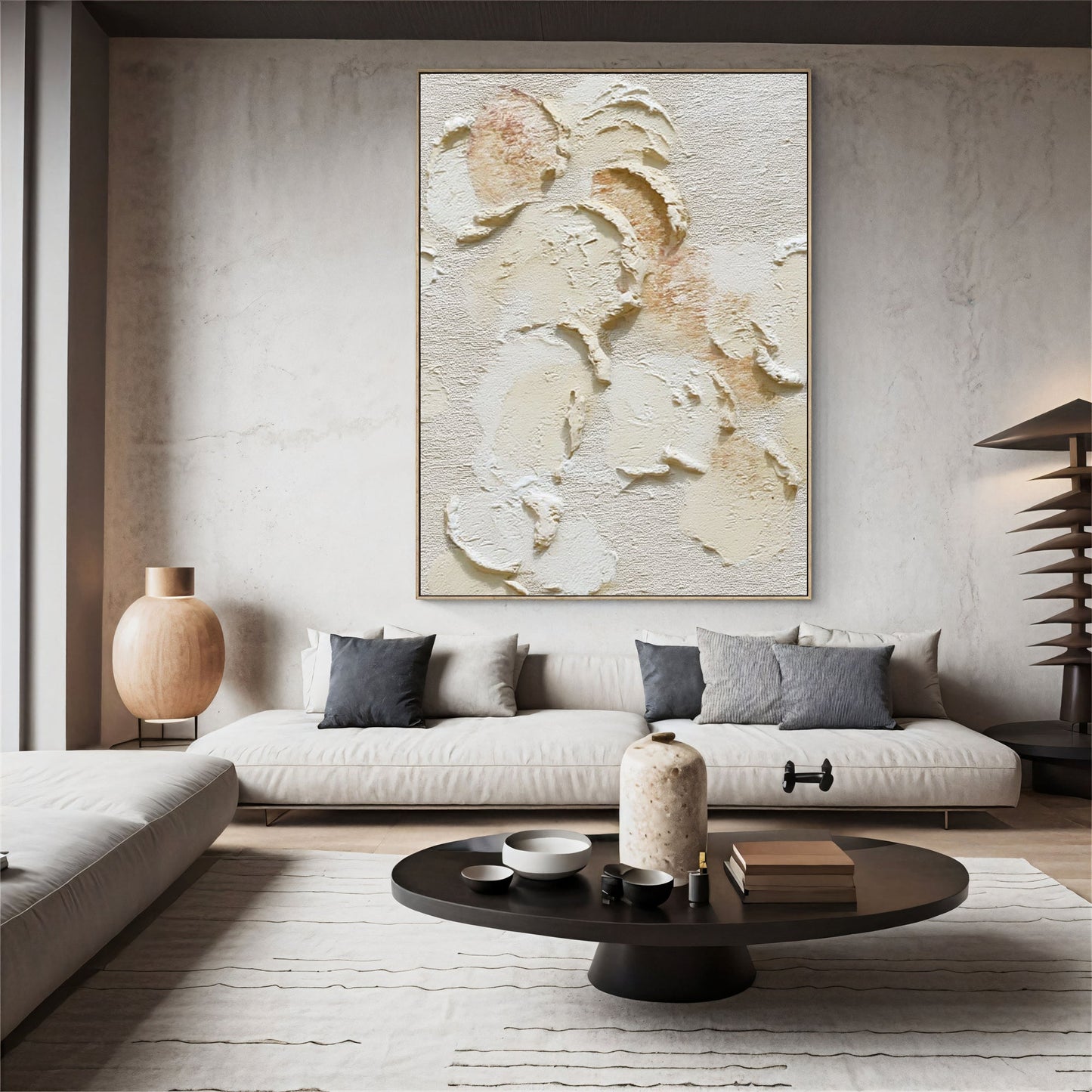 Soft Textured Blossoms – Minimalist Abstract Painting