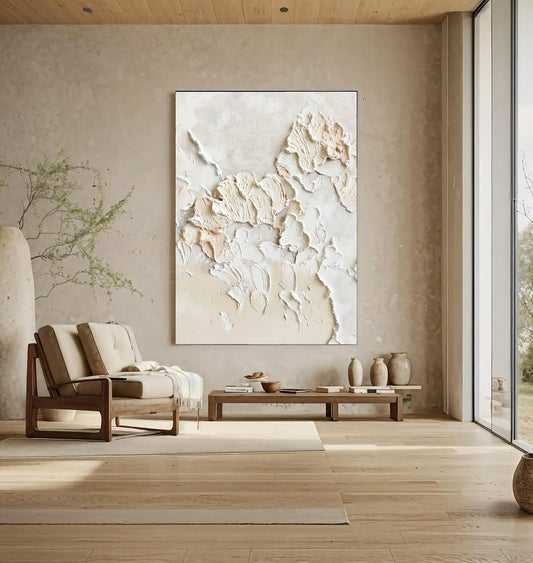 Soft Textured Floral – Minimalist Abstract Painting