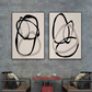 Eternal Flow Black Line Abstract Painting Set Set of 2
