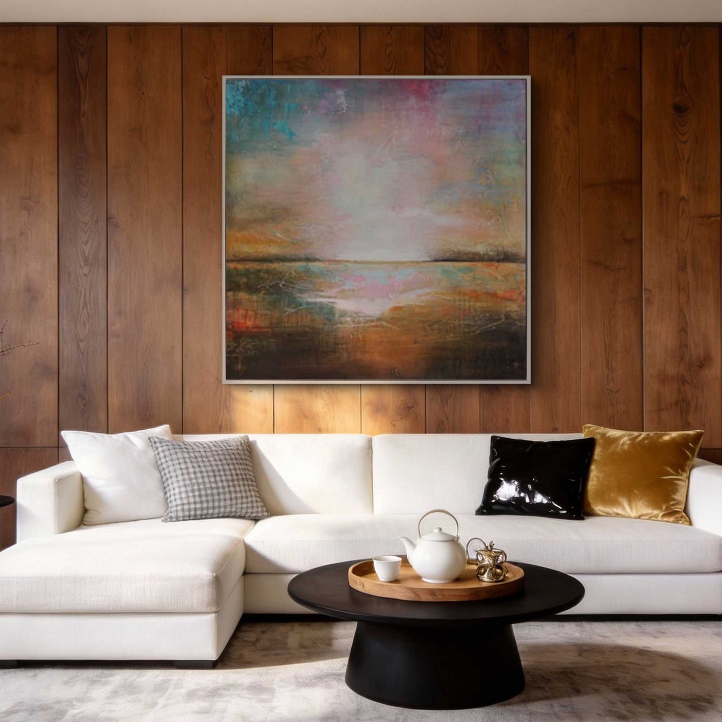 Pastel Horizon Abstract Seascape Painting