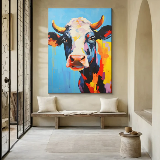 Radiant Meadow Cow Painting