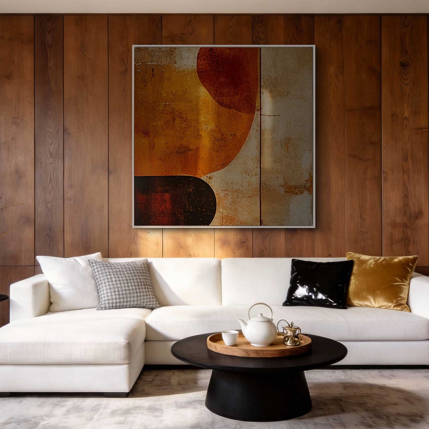 Amber Geometric Abstract Painting
