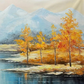 Autumn River Landscape Painting