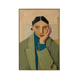 Contemplative Green Coat Portrait Canvas Art