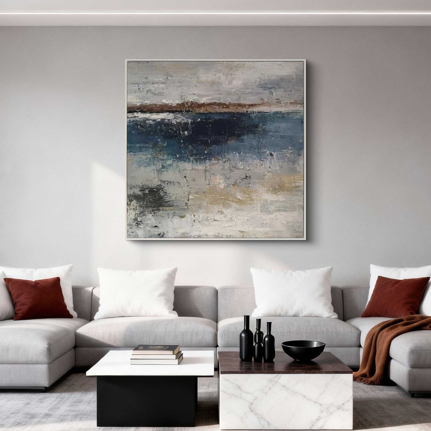 Vintage Horizon Abstract Seascape Painting