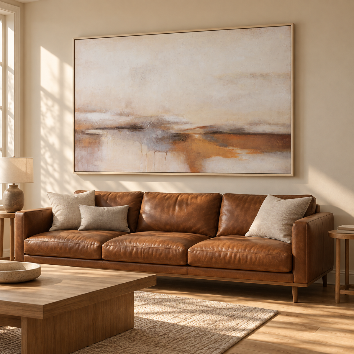 Quiet Horizon Neutral Abstract Painting