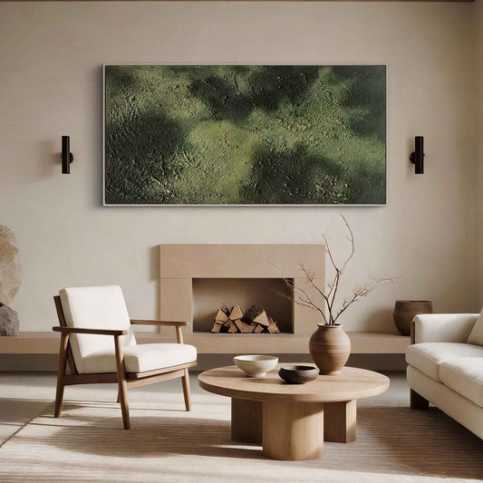 Emerald Moss Textured Abstract Canvas Art