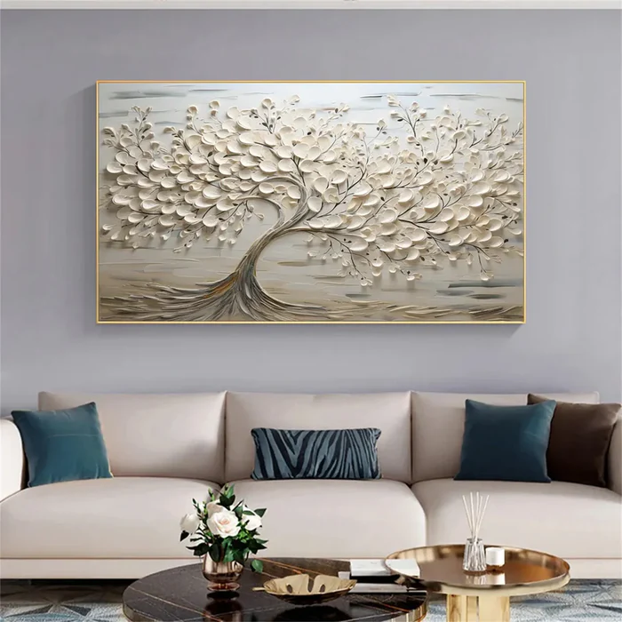 Ethereal Silver Tree Painting