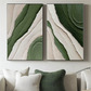 Verdant Flow Green Textured Abstract Painting Set Set of 2