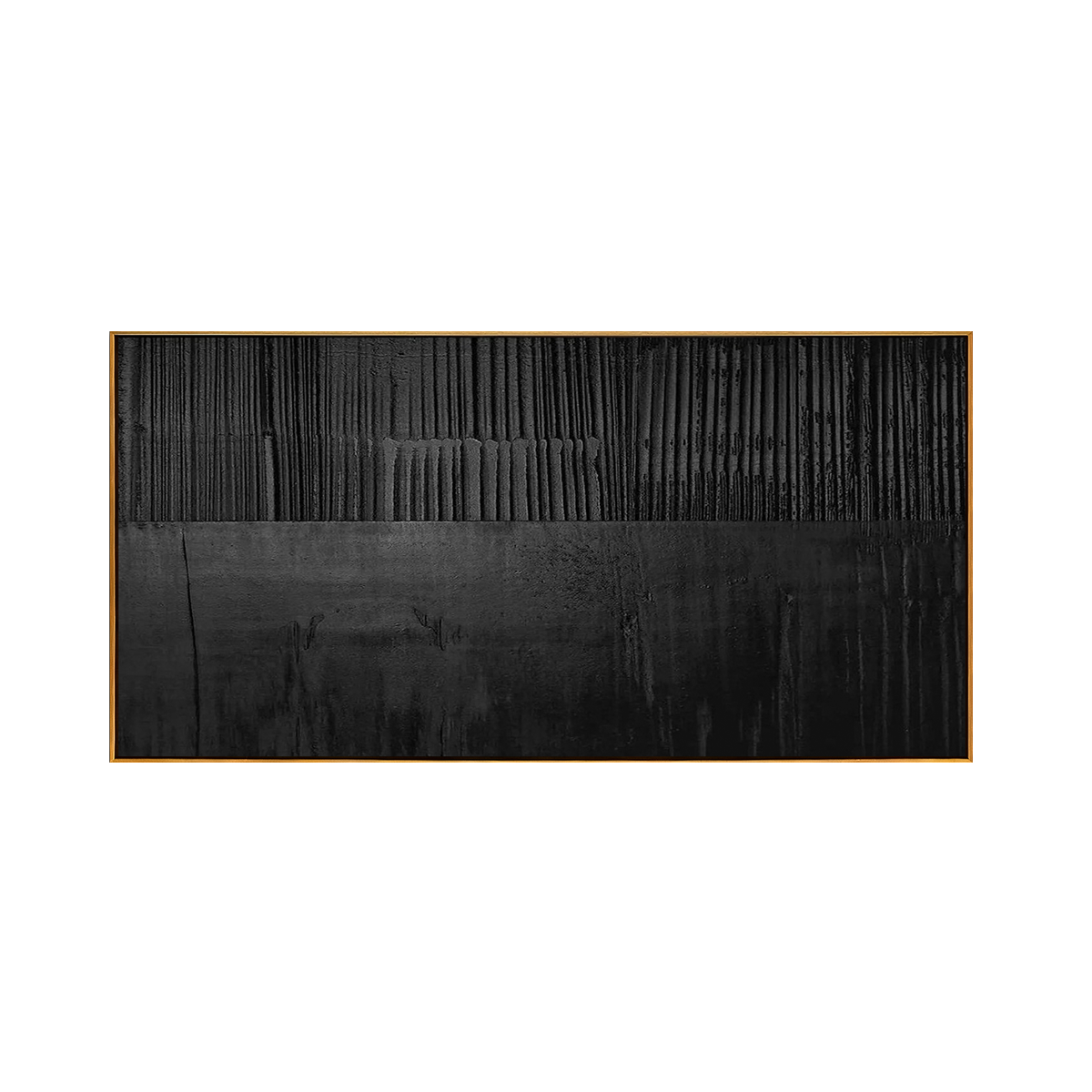 Deep Black Two-Tier Textured Canvas Art