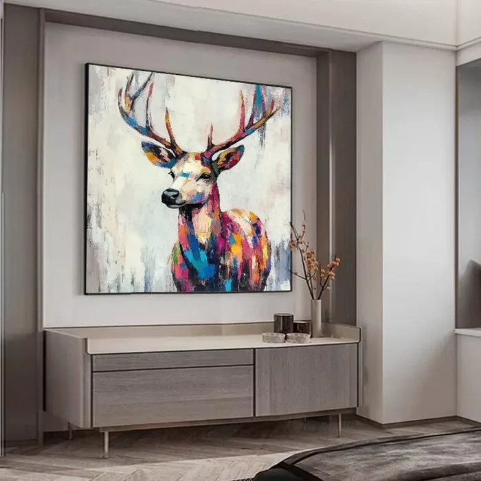 Vivid Spectrum Deer Painting