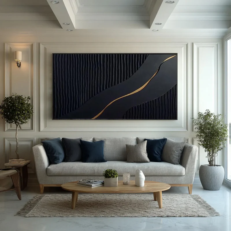 Black Minimalist Textured Painting