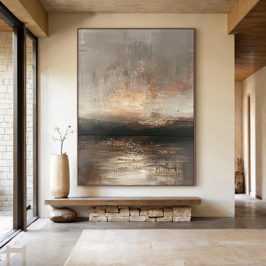 Ember Mist Abstract Landscape Painting