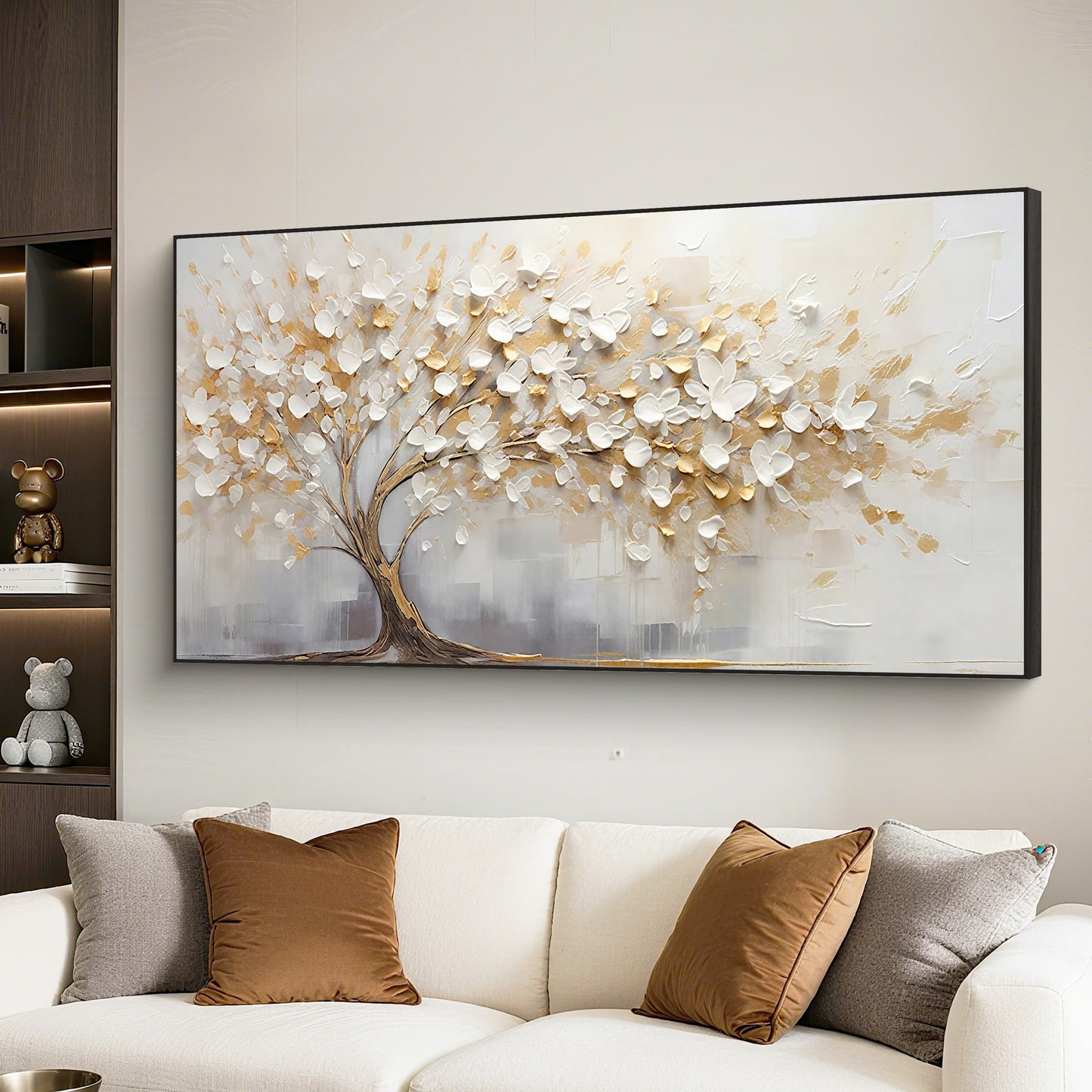 Golden Blossom Tree Impasto Canvas Art