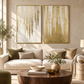 Gilded Cascade White-Gold Diptych Painting