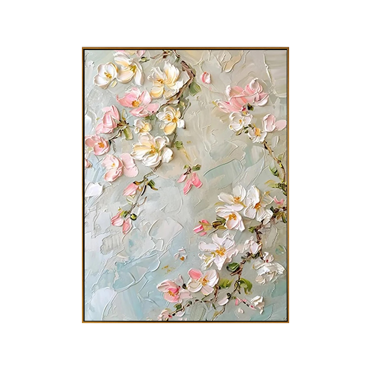 Blush Bloom Magnolia Impasto Floral Oil Painting