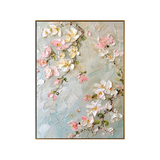 Blush Bloom Magnolia Impasto Floral Oil Painting