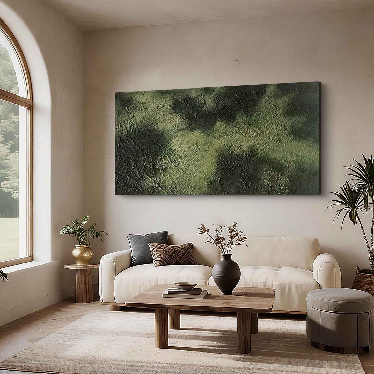 Emerald Moss Textured Abstract Canvas Art