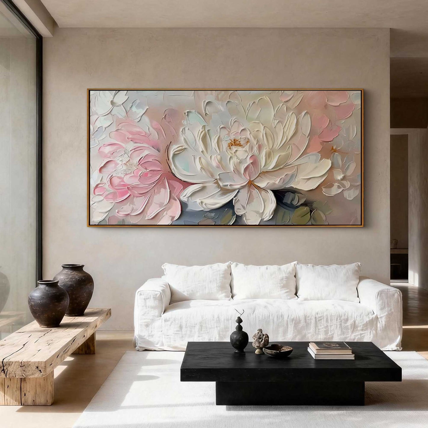 Blush Peony Thick Paint Floral Painting