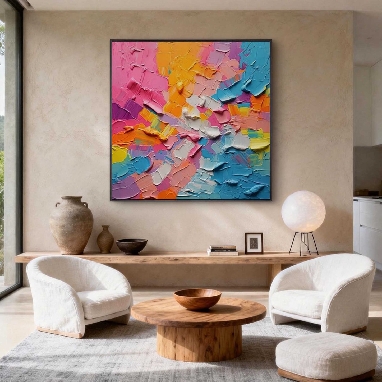 Rainbow Burst Textured Painting