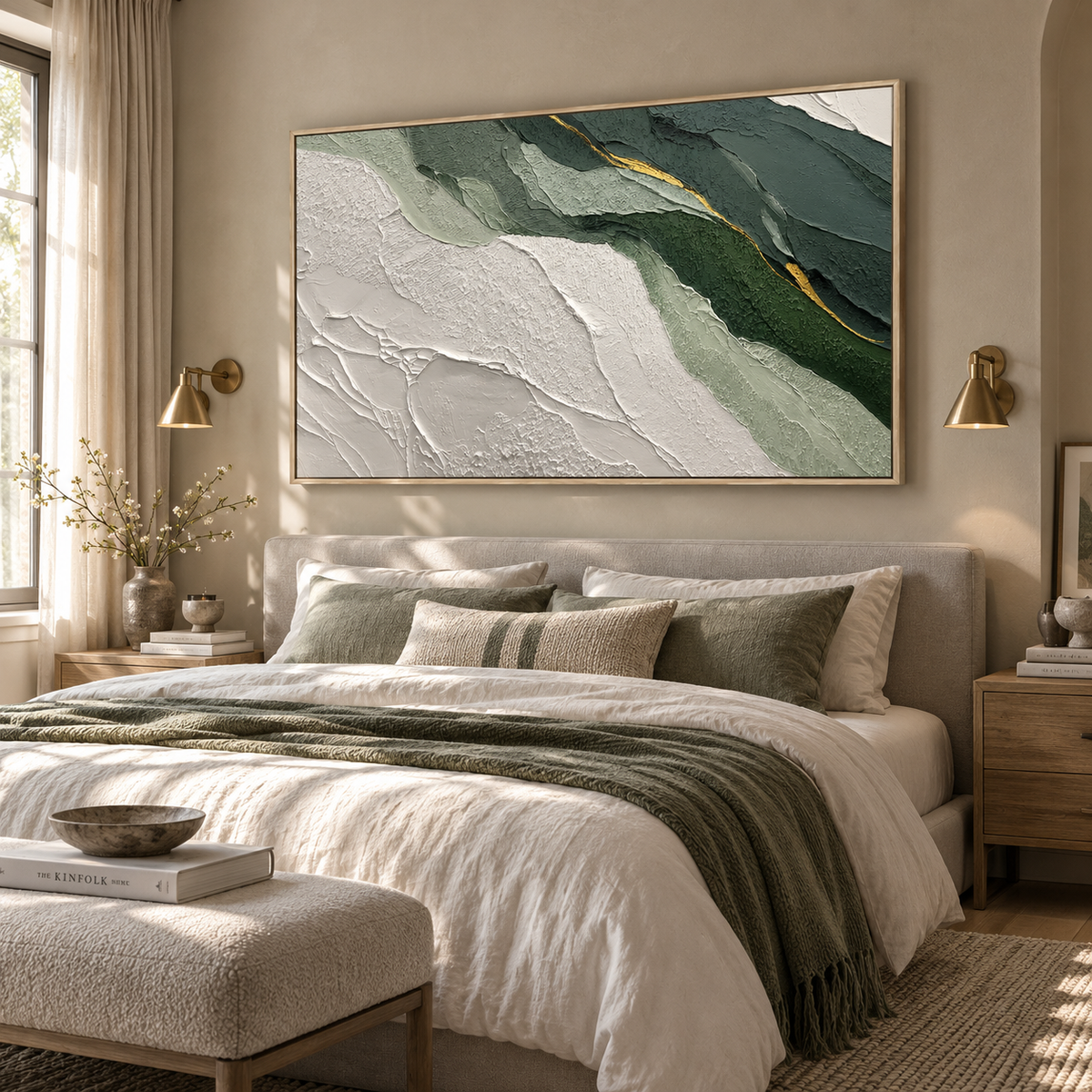 Verdant Ridge Textured Abstract Painting
