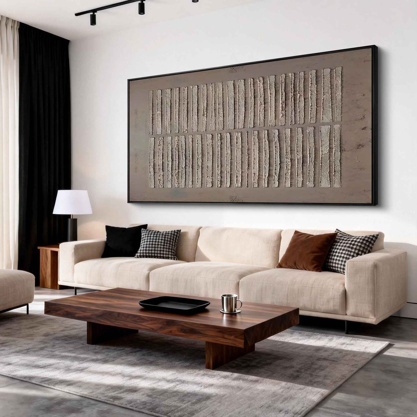 Warm Grey Ridged Minimalist Abstract Painting