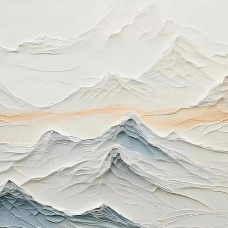 Silent Peaks Textured Mountain Painting