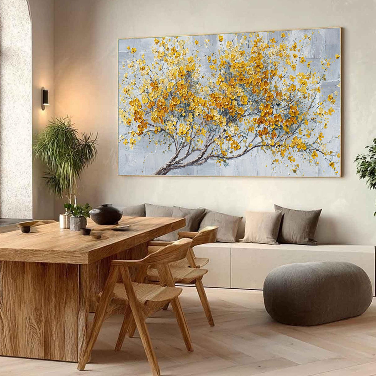 Golden Flourish Floral Painting