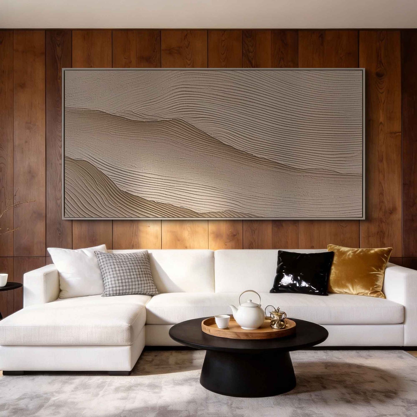 Beige Sand Wave Textured Abstract Painting