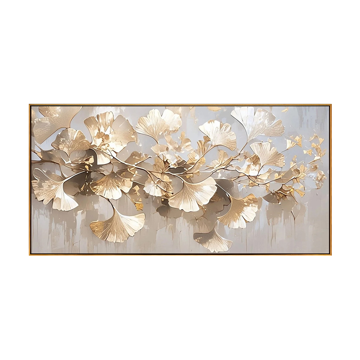 Gilded Ginkgo Branch Abstract Painting
