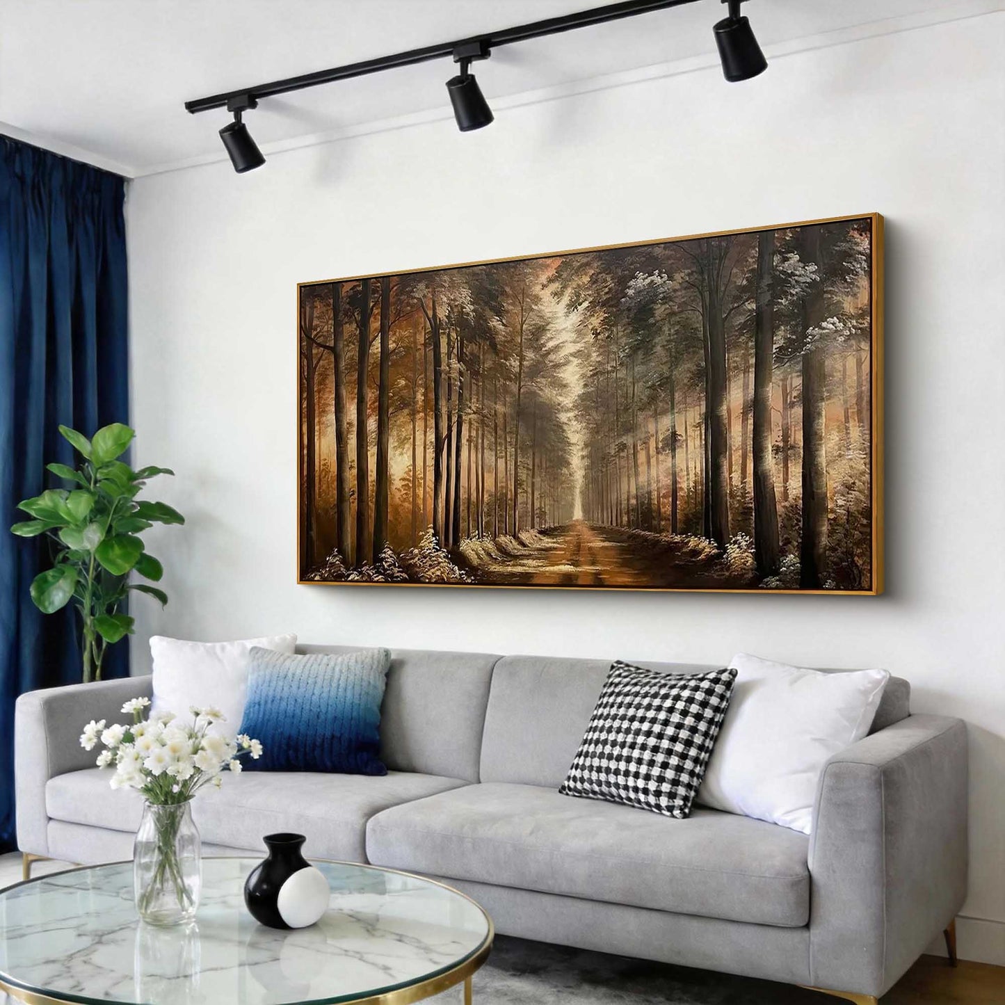Golden Hour Forest Path Painting