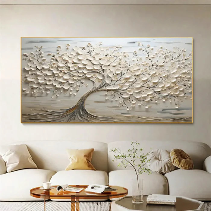 Ethereal Silver Tree Painting