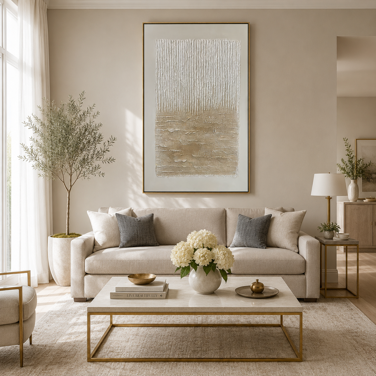 Neutral Cascade Wabi Sabi Canvas Art
