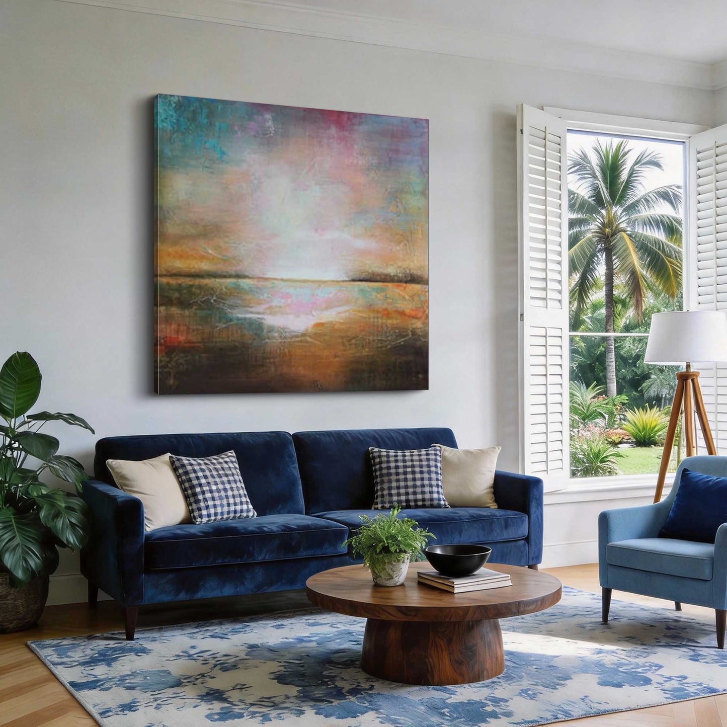 Pastel Horizon Abstract Seascape Painting