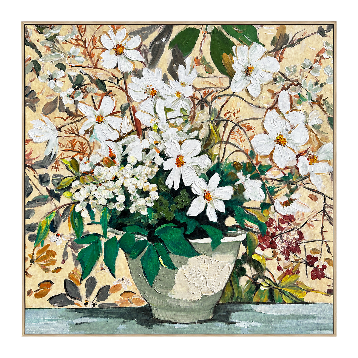 Whispering Petals White Floral Still Life Painting