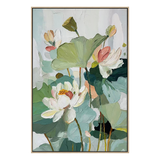 Emerald Lotus¨CTextured Botanical Oil Painting