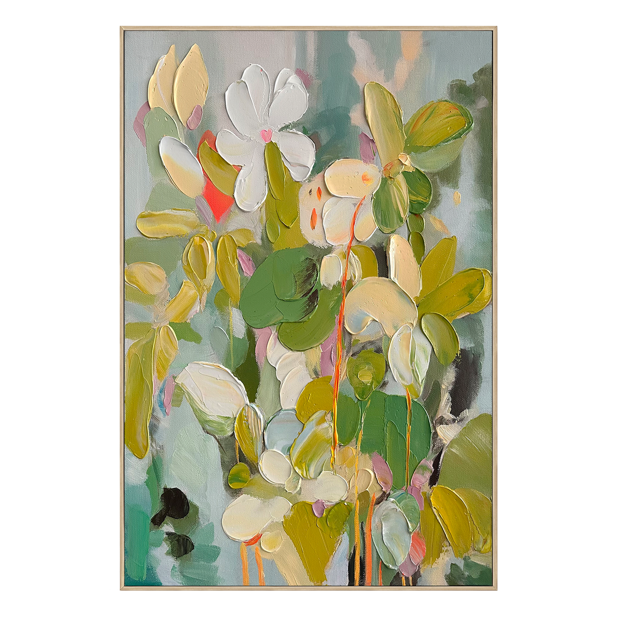 Verdant Whisper Floral Abstract Painting