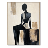 Silent Form Black and Beige Abstract Figure Painting #PIX2£¨126£©