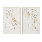 Whisper Bloom White Floral 3D Painting Set Set of 2
